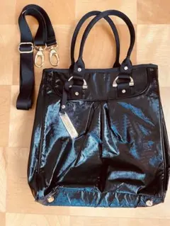 【レスポートサック】未使用 2way 黒×ゴールド ロゴプレート付 トートバック