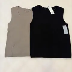 XL GU 新品　リブニットスクエアネックタンクトップ