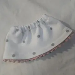 人形の裾レース付スカート【ホワイト×薄グレードット＆ピンクレース】1120012