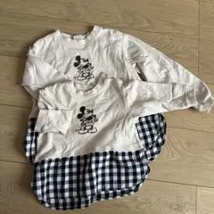 ミッキーマウス 長袖カットソー お揃い80 100