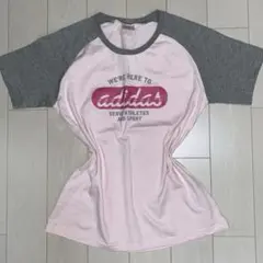adidas ピンク グレー Tシャツ M 平成 Y2K