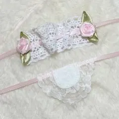 ヘッドドレス スタイ　10cm ぬいぐるみ　服　バラ ピンク