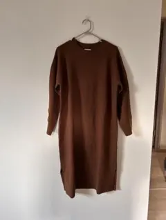 LOWRYS FARMブラウン 長袖ニットワンピース F