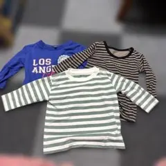 ストライプ長袖Ｔシャツ3枚セット80