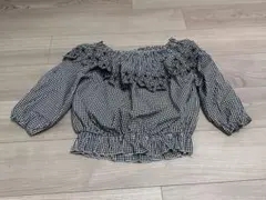 dazzlinギンガムチェック オフショルダー ブラウス