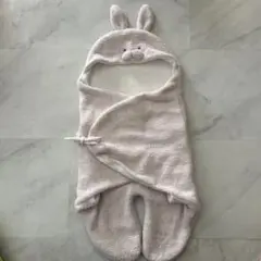 ジェラートピケ ウサギ耳付きおくるみ バスローブ ピンク フリーサイズ