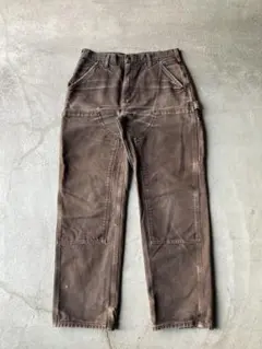 90s Carhartt ダブルニーダックパンツ W32 ブラウン フェード