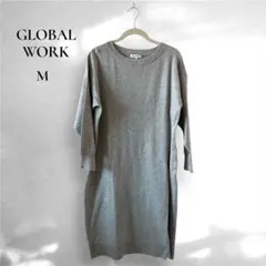 GLOBAL WORK 長袖ニットワンピース グレー M