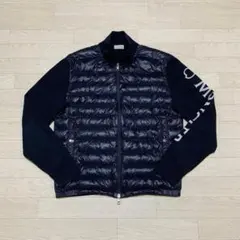 MONCLER ハイブリッドカーディガン　XL 腕ロゴ　ネイビー 4P109