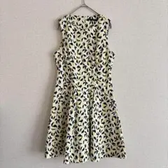 ザラ ノースリーブ Ａライン ワンピース Ｍ 総柄 ひざ丈 フレア ポケット 春