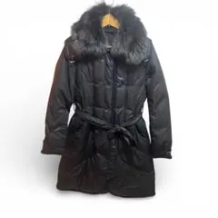 ファー付きロングダウンジャケット ブラック