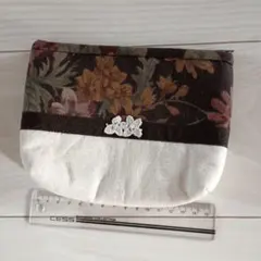 ハンドメイド　ジッパー　ポーチ　花柄