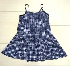 【美品✨】130 キッズ  女の子　ワンピース水着 ネイビー小花柄×チェック