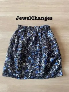 【美品】JewelChangesジュエルチェンジズ　花柄スカート ネイビーのサムネイル