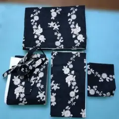作り帯 付け帯 黒地 花柄のサムネイル