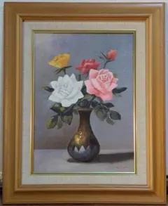 安井曾太郎、【薔薇】、新品高級額 額装付、年代物・希少画集画、状態良好 安井曾太郎、【薔薇】、新品高級額 額装付、年代物・希少画集画、状態