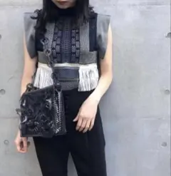 チカキサダ ビーズ ネット編み ブラックビスチェ - メルカリ