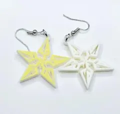 星型ピアス 白と黄色のセット