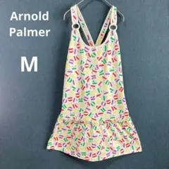 アーノルドパーマー M アルファベット 総柄 ワンピース 古着 英字 カラフル