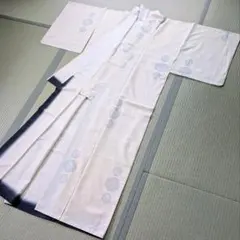 A-0291 綿 白 渦巻き 亀 着物 浴衣 夏着物 ゆったり - メルカリ