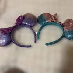 ディズニー カチューシャ ミニー ピンク×ブルー 紫×オレンジ