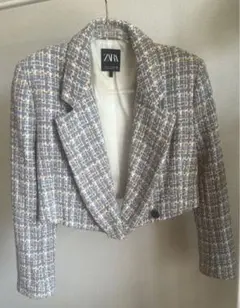 ZARA レディース　チェック柄 クロップドジャケット　S
