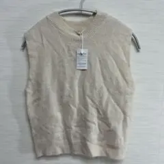 Emsexcite ベージュ ノースリーブ ニットベスト ワンホン 春服