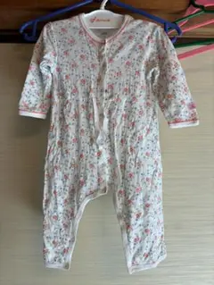 プチバトー　花柄ロンパース　12m 74cm 女の子　ベビー服