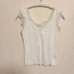 【期間限定品】OLIVE des OLIVE リブタンクトップ レース ホワイトのサムネイル
