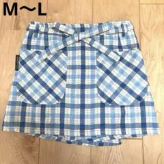 ギャルソンエプロン　エプロン　保育園　掃除　レトロ　青と白のチェック柄