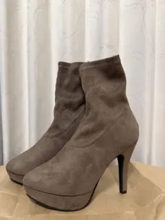 ブラウン スエード 高ヒール ブーツ
