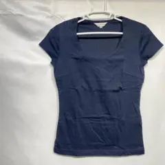 M-PREMIER エムプルミエ 半袖カットソー Tシャツ Uネック 紺 36のサムネイル