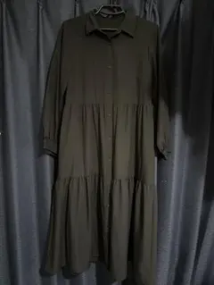 シャツワンピース ティアードデザイン 長袖