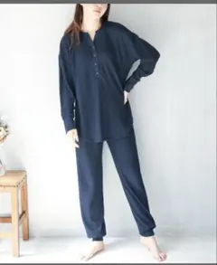 ネイビー 長袖 パジャマセット M