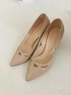銀座カネマツ　ベージュ　パンプス