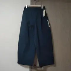 高密度 ツイル ワイド テーパードパンツ M ダークネイビー レディース