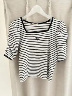 ストライプ パフスリーブ Tシャツ