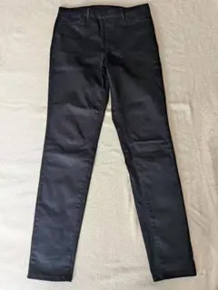 ユニクロ ヒートテックハイライズサテンレギンスパンツ L ネイビー