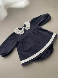 バースデイ ワンピース ロンパース ネイビー　紺 80 セレモニー　入園　卒園