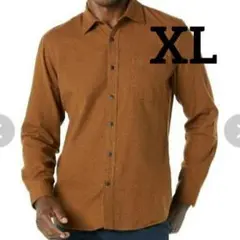 ★大幅値下げ★スリムフィット 長袖 フランネルシャツ メンズ ブラウン XL