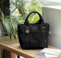 トートバッグ 帆布　男女兼用 トートバッグ　キャンバス 3仕切り ブラック