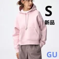 ジーユー　新品　ヘビーウェイトスウェットショートパーカー　ピンク　S