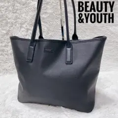 ビューティアンドユース　ブラック　リアルレザー　トートバッグ　大容量　レディース