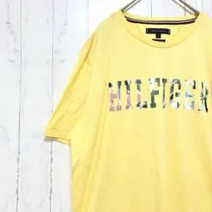 トミーヒルフィガー 黄 XL ボタニカルビッグロゴオーガニックコットンTシャツ