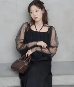 【結婚式/オケージョン】ペプラムチュール×レースアップワンピースSET