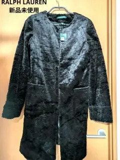 RALPH LAUREN ノーカラーコート 新品フェイクファー風