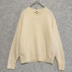【ユニクロ UNIQLO】 ウール100% クルーネック ニット セーター L