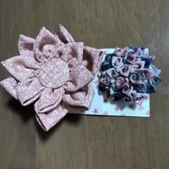 花デザイン ブローチ 花型　パール付き小花　2点セット