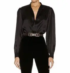 21aw SAINT LAURENT PARIS カサンドラロゴ シルクシャツのサムネイル