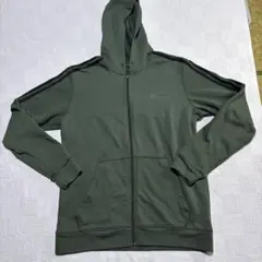 adidas ダークオリーブグリーン フード付きフルジップパーカーLLサイズ